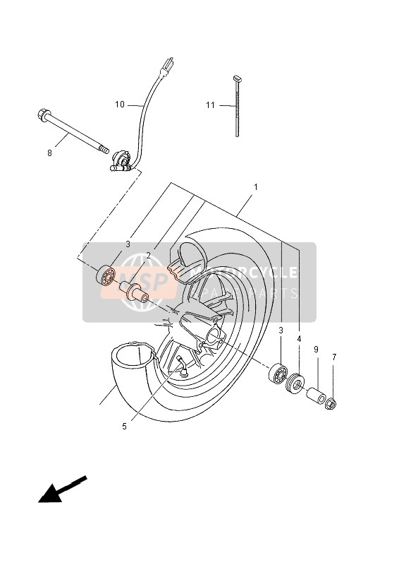 Yamaha YN50FMU 2014 Ruota anteriore per un 2014 Yamaha YN50FMU